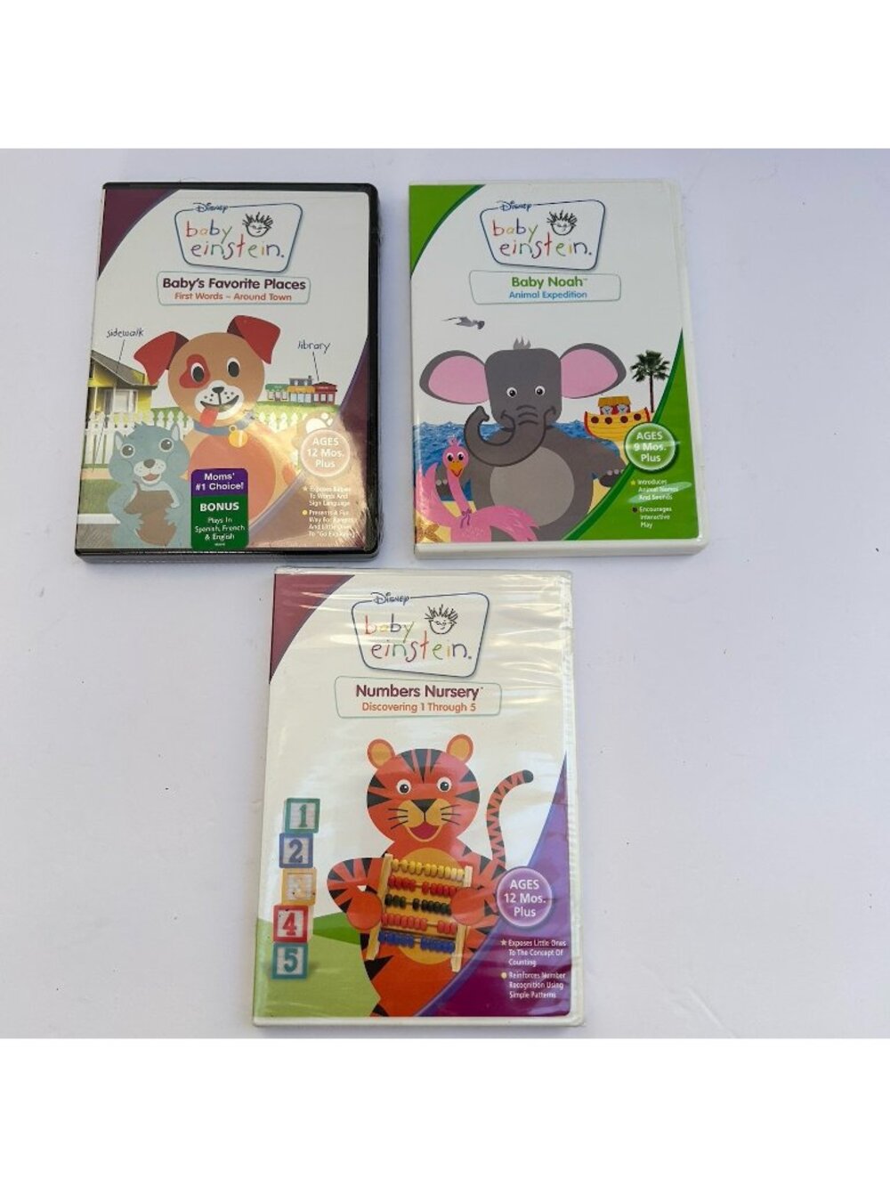 Disney Baby Einstein Educational DVDs Lot of 3 New Sealed Numbers Baby Noah